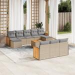 vidaXL 11 részes bézs polyrattan kerti ülőgarnitúra párnákkal (3260505)