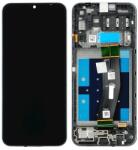 Samsung A145P/A145R Galaxy A14 4G, LCD kijelző érintőplexivel és előlapkerettel, fekete (sárga átvezetö fóliás, keskeny csatlakozós) (GYÁRI)