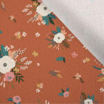 Takoy Flaus kabátszövet virágok fahéj alapon