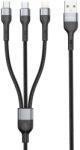 DeTech Кабел за данни DeTech DE-52UCL, 3 в 1, USB - 2хType-C, Lightning, 1.0m, Черен - 40518