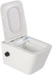 Foglia Vas wc suspendat cu functie bideu, dreptunghiular, apa calda rece, rimless, baterie negru mat Foglia Safari (S-B2351-BD-black)
