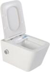 Foglia Vas wc suspendat cu functie bideu, dreptunghiular, apa calda rece, rimless, capac soft close, baterie crom Foglia Safari (S-B2351-BD)