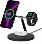 Belkin Incarcator wireless 3-in-1 Belkin BoostCharge Pro, 15W, MagSafe, Stand, AirPods, Apple Watch + Adaptor AC, Negru (WIZ017vfBK)