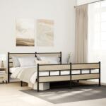 vidaXL sonoma tölgy színű fém ágykeret matrac nélkül 193 x 203 cm (3308474)