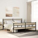 vidaXL sonoma tölgy színű fém ágykeret matrac nélkül 183 x 213 cm (3308473)