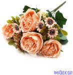  Vegyes színű peóniás kis csokor 31cm 134 - Rózsaszín