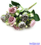  Vegyes színű peóniás kis csokor 31cm 133 - Szürke-Halvány Lila