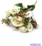  Vegyes színű rózsás kis csokor 31cm 132 - Törtfehér