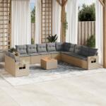 vidaXL Set canapele de grădină cu perne, 12 piese, bej, poliratan (3224645)