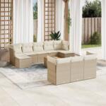 vidaXL 11 részes bézs polyrattan kerti ülőgarnitúra párnákkal (3223881)