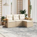 vidaXL 4 részes bézs polyrattan kerti ülőgarnitúra párnákkal (3226744)