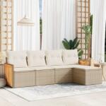 vidaXL 5 részes bézs polyrattan kerti ülőgarnitúra párnákkal (3227598)