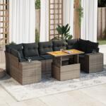 vidaXL 8 részes szürke polyrattan kerti ülőgarnitúra párnákkal (3327350)