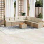 vidaXL 10 részes bézs polyrattan kerti ülőgarnitúra párnával (3258467)