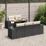 vidaXL 6 részes fekete polyrattan kerti ülőgarnitúra párnákkal (3327325)