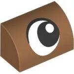 LEGO® 37352pb035c150 - LEGO közepes nugát kocka 1 x 2 x 1 méretű sima, íves tetővel, jobbra néző szem mintával (37352pb035c150)