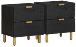 vidaXL 2 db fekete tömör mangófa éjjeliszekrény 40 x 33 x 46 cm (4017647)