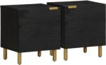 vidaXL 2 db fekete tömör mangófa éjjeliszekrény 40 x 33 x 46 cm (4017645)