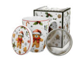 Duo Gift Porcelánbögre tetővel, fémszűrővel, 360ml, dobozban, Christmas Cuties (51025)