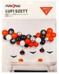  Lufi szett csomag halloweeni díszítéssel fekete, narancssárga, fehér, ezüst gumi lufikkal 39 db-os (628237)