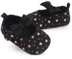 SuperBebeShop Pantofiori bebelusi negri cu stelute aurii si fundita eleganta