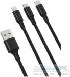 XO NB173 3in1 töltőkábel USB to Micro USB / Type-c / Lightning 1, 2M 2, 4A Fekete - mobil-box