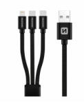 SWISSTEN DATA CABLE TEXTILE 3in1 1, 2 M BLACK töltő és adatkábel fekete