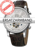 Perigaum Replacement Strap Leather P-1111 Brown Silver Clasp 24 mm,