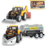 Magic Toys Engineering Truck: Set de utilaje din 2 părți cu tractoare, cisternă și butoi (MKK142656)