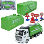 Magic Toys City Truck: Camion de transport deșeuri cu roți pivotante, cu plăci de semnalizare, 19cm (MKL530501)