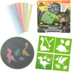Magic Toys World of Dinosaur: Set de cretă de asfalt cu șablon de dinozaur (61044A)
