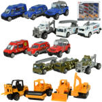 Magic Toys Model de mașină: Serviciu public 16 bucăți salvare, pompieri, militari și set de vehicule de muncă (MKK500901)