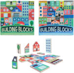 Magic Toys Building Blocks: Oraș - Set de cuburi de construcție din lemn (82526Z)
