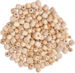 Playbox PlayBox: Mărgele din lemn natural, de diferite mărimi și forme, pachet de 500g (2470687)