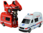Magic Toys Ambulanță: Mașină de salvare transformabilă în robot, disponibilă în două variante, de 13 cm (MKL376601)