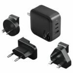 Energea Travelite GAN66 1xUSB / 2xType-C utazó gyorstöltő adapter, (PD-PPS-QC 3.0) 66W, fekete (US/EU)