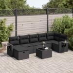 vidaXL 8 részes fekete polyrattan kerti ülőgarnitúra párnákkal (3325511)