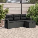 vidaXL 4 részes fekete polyrattan kerti ülőgarnitúra párnákkal (3325451)