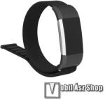  Okosóra szíj - szövet, tépőzáras - 25cm hosszú - FEKETE - Fitbit Charge 2