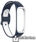  Okosóra szíj - légáteresztő, sportoláshoz, szilikon - 113mm + 95mm hosszú - FEHÉR / SÖTÉTKÉK - SAMSUNG Galaxy Fit 2 (SM-R220)