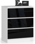 AKORD AKORD CLP Magasfényű Fekete-Fehér 3-Fiókos Komód (AKO-OP0LK-3CZAR)