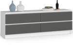 AKORD AKORD CLP Alacsony Komód Laminált Fehér-Szürke 4 Fiókos (AKO-OP0LK-1604SZ-BIASZA)