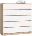 AKORD AKORD CLP K120 Komód Sonoma Tölgy Fehér 10-Fiókos Laminált (AKO-OP0LK-1DABBIA009)