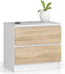AKORD Furniture Factory AKORD CLP K60 Éjjeliszekrény Laminált Fehér-Sonoma Tölgy Kétfiókos (AKO-OP0PK-6BIASON002)