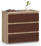 AKORD CLP 3 Fiókos Komód Sonoma Tölgy / Wenge (AKO-OP0LCL-DABWEN003)