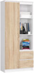 AKORD CLP R11 Irodai Könyvespolc Fehér-Sonoma Tölgy 80 cm Laminált (AKO-RP0PREGBIASON)