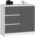 AKORD AKORD Jerry Komód Laminált Fehér-Grafitszürke 3-Fiókos (AKO-OP0LK-JERRYBIASZA)
