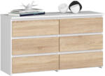 AKORD AKORD CL100 Komód 6 Fiókos Laminált Fehér Sonoma Tölgy (AKO-OP0LCL1006SZBIASON001)