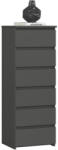 AKORD AKORD CL6 Keskeny Fiókos Komód Laminált Grafitszürke Matt (AKO-OP0LCL6SZAR001)