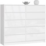 AKORD AKORD CLP K140 Magasfényű Fehér Komód 10 Fiókkal (AKO-OP0LK-1POL009)